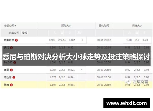 悉尼与珀斯对决分析大小球走势及投注策略探讨